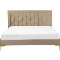 Beliani LIMOUX - Tweepersoonsbed - Taupe - 140 x 200 cm - Fluweel New
