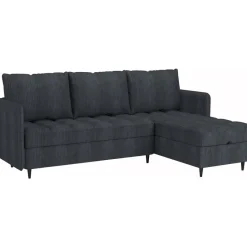 Dorel Home Lindhus - Bank met chaise longue omkeerbaar in corduroy antraciet Sale