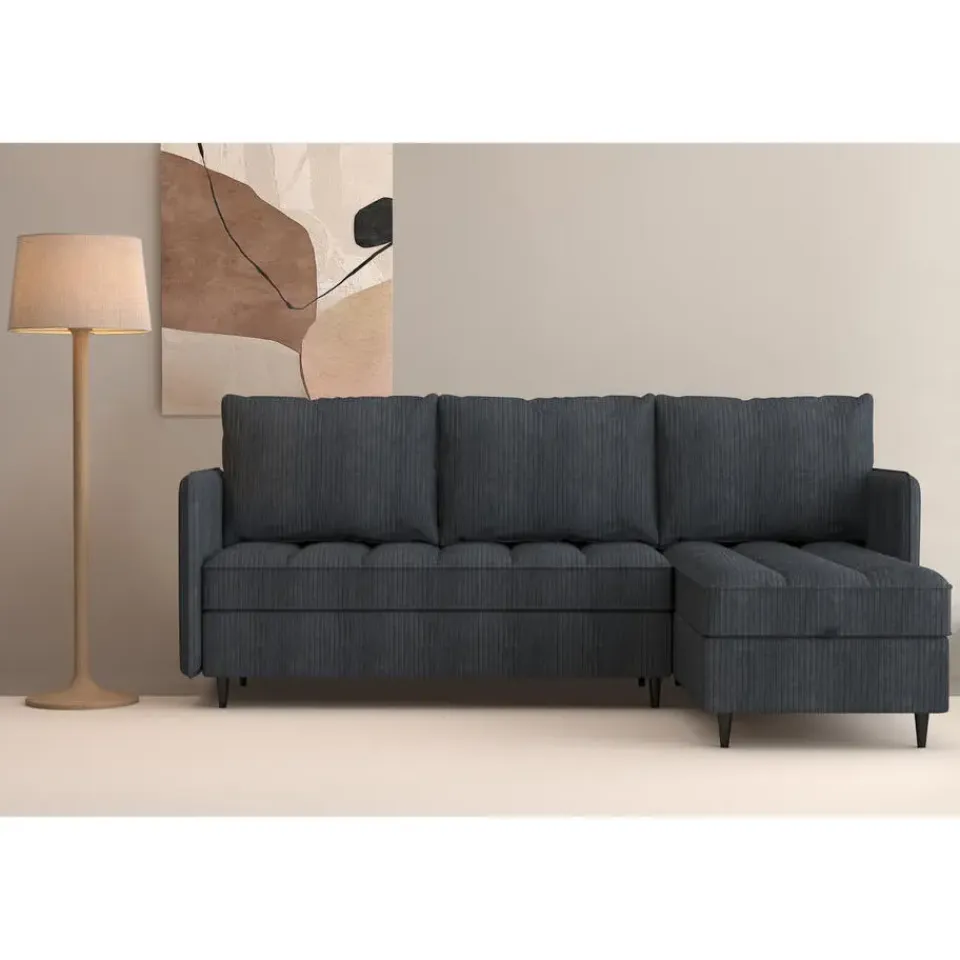 Dorel Home Lindhus - Bank met chaise longue omkeerbaar in corduroy antraciet Sale