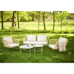 Leen Bakker Lisomme Dax rotan tuinbank zand - met zitkussens Discount