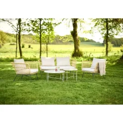 Leen Bakker Lisomme Dax rotan tuinbank zand - met zitkussens Discount