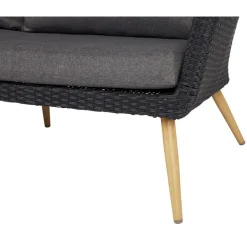 Leen Bakker Lisomme Fien rotan tuinbank zwart - Met zitkussens Online