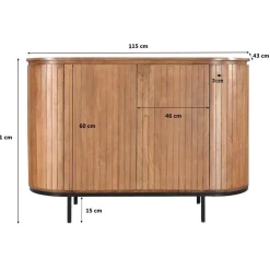 Livingfurn - Dressoir Noor Natural 115cm - Mangohout / Gecoat Staal