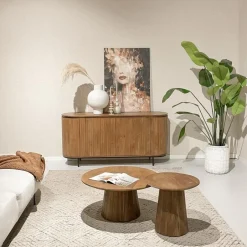 Livingfurn - Dressoir Noor Natural 170cm - Mangohout / Gecoat Staal Discount