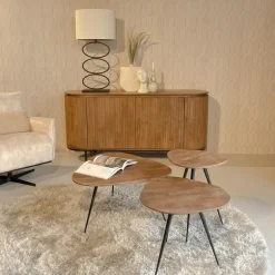 Livingfurn - Dressoir Noor Natural 170cm - Mangohout / Gecoat Staal Discount