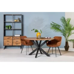 Livingfurn - e Ronde Eetkamertafel - - Acasia Hout - 120 cm - Bruin