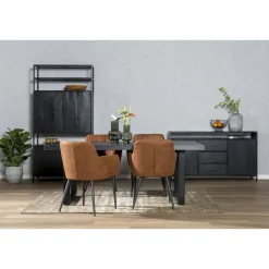 Livingfurn - e Zwart Eetkamertafel Kala - U-Pot - Mango Hout - 240 cm Online