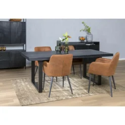 Livingfurn - e Zwart Eetkamertafel Kala - U-Pot - Mango Hout - 240 cm Online
