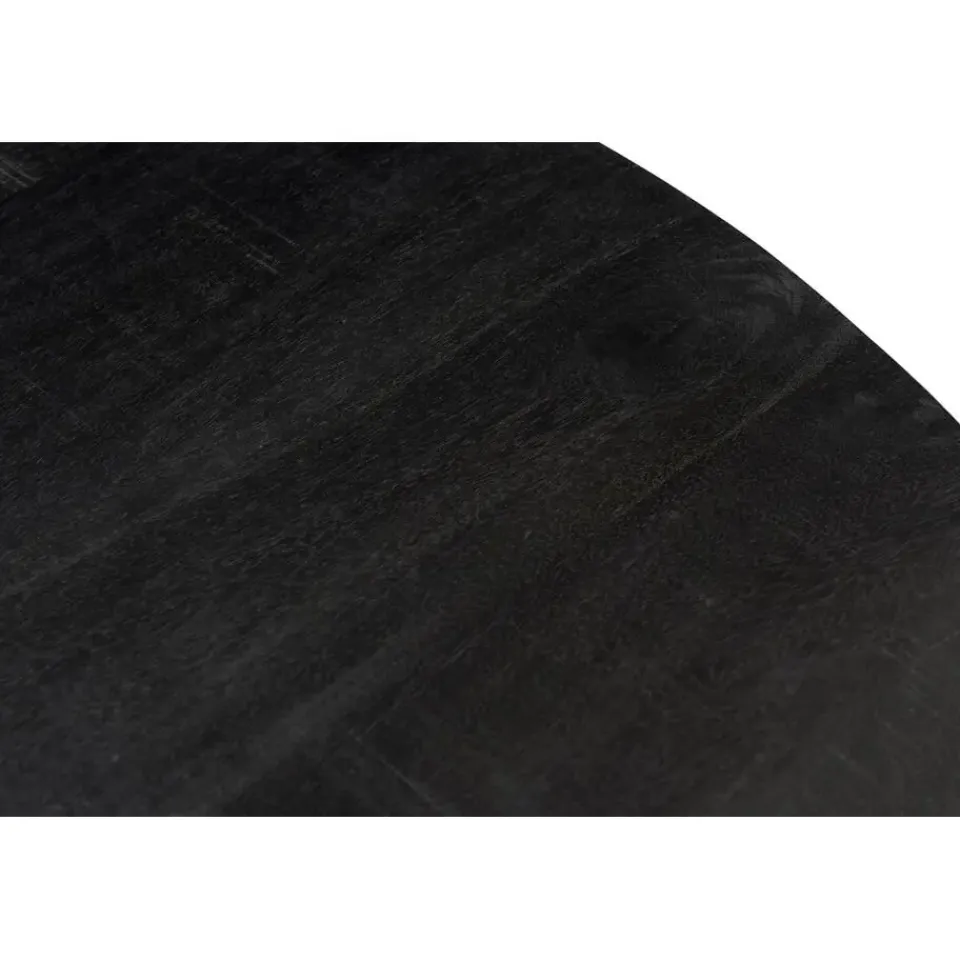 Livingfurn - Eetkamertafel Kala Round Black - Mangohout - 150 cm - Zwart Clearance