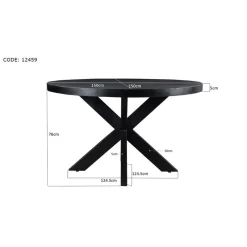 Livingfurn - Eetkamertafel Kala Round Black - Mangohout - 150 cm - Zwart Clearance