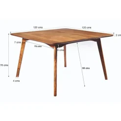 Livingfurn - Eetkamertafel Elias - 120cm - Mangohout - Bruin Hot