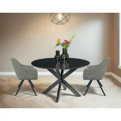 Livingfurn - Ronde Eetkamertafel Oslo Zwart - Acasiahout - 120 cm New