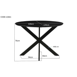 Livingfurn - Ronde Eetkamertafel Oslo Zwart - Acasiahout - 120 cm New