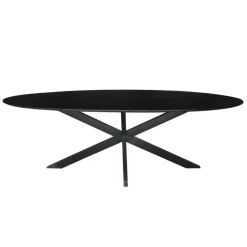 Livingfurn - Zwarte Eetkamertafel Oslo Ovaal - Acasia Hout - 240cm Outlet
