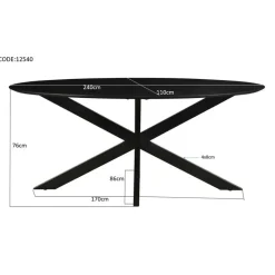 Livingfurn - Zwarte Eetkamertafel Oslo Ovaal - Acasia Hout - 240cm Outlet