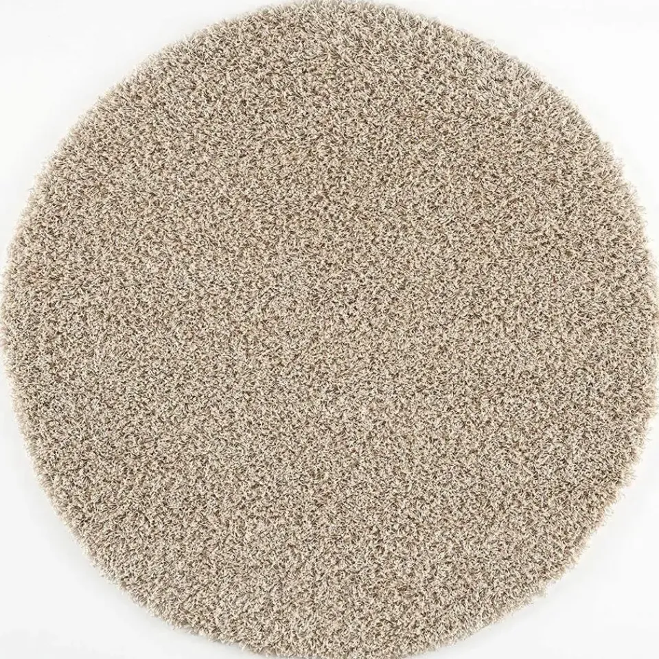 Muratap Loca Shaggy Rond Vloerkleed Beige Hoogpolig - 150 CM ROND Outlet