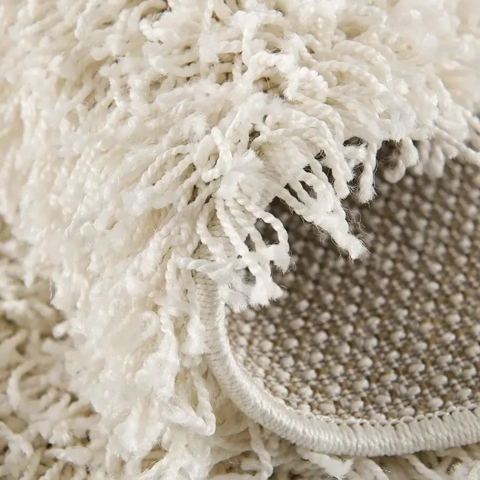 Muratap Loca Shaggy Rond Vloerkleed Creme Hoogpolig - 120 CM ROND Outlet