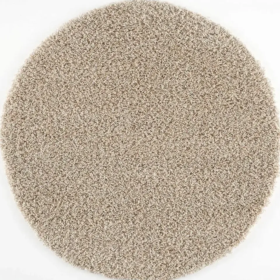 Muratap Loca Shaggy Rond Vloerkleed Beige Hoogpolig - 300 CM ROND Discount