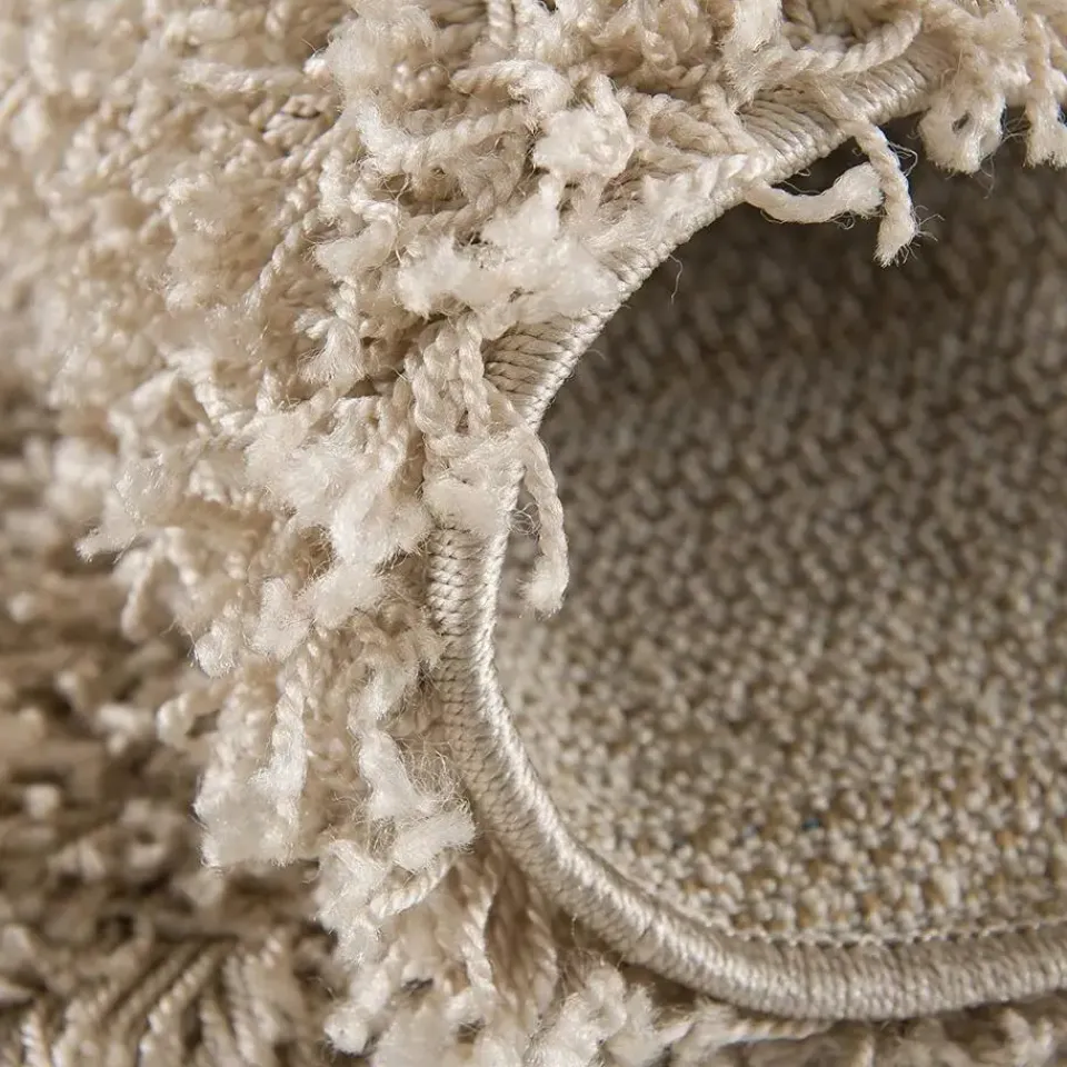 Muratap Loca Shaggy Rond Vloerkleed Beige Hoogpolig - 120 CM ROND New