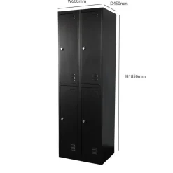 IVOL Lockerkast Zwart - 60x185 cm - 4 lockers Best