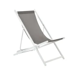 Beliani LOCRI II - Strandstoel - Grijs/Wit - Polyester Discount