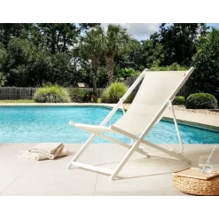 Beliani LOCRI II - Strandstoel - Wit/Beige - Polyester Discount