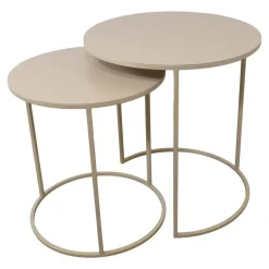 Loft24 LOFT42 Elvy Set Bijzettafels Rond - Beige - Ø49x52 Sale