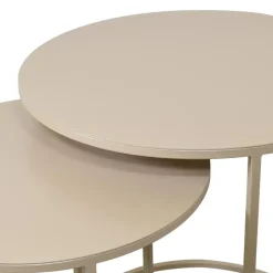 Loft24 LOFT42 Elvy Set Bijzettafels Rond - Beige - Ø49x52 Sale