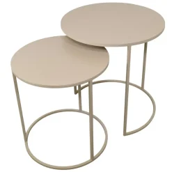 Loft24 LOFT42 Elvy Set Bijzettafels Rond - Beige - Ø49x52 Sale