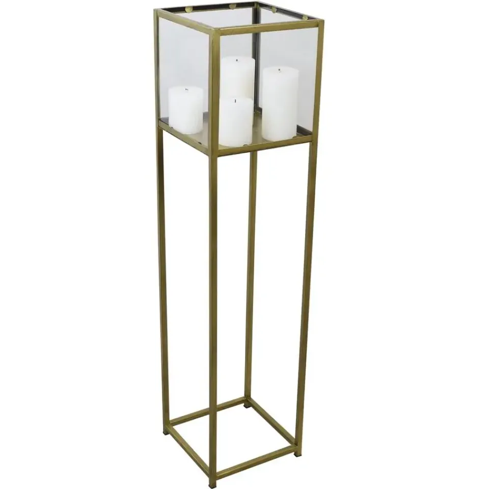 Loft24 LOFT42 Flint Staand Windlicht Antique Messing - Metaal Outlet