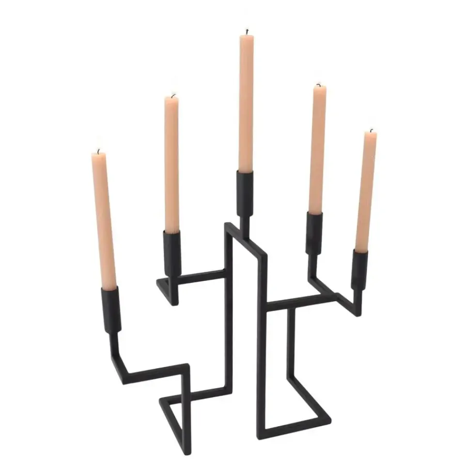 Loft24 LOFT42 Hook Kandelaar - 5 Kaarsen - Metaal - Mat Zwart - 44x42x16 New