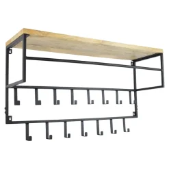 Loft24 LOFT42 Petri Kapstok - 15 haken - Metaal - Zwart - 100x57x30 New