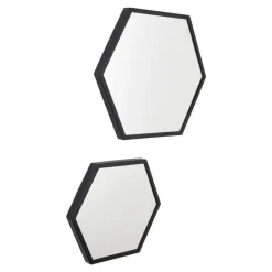 Loft24 LOFT42 Wandspiegel Zeshoek Small - Zwart - 36x32 Discount