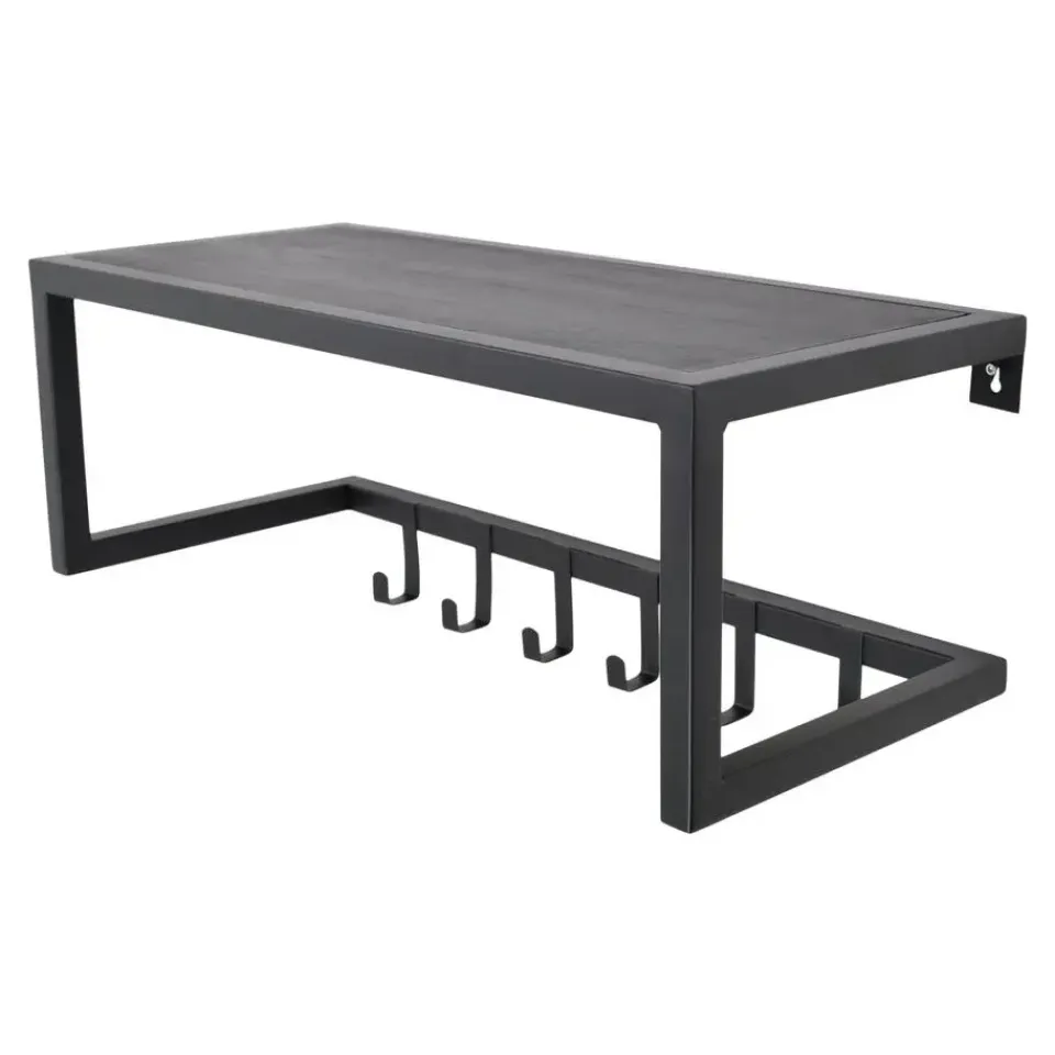 Loft24 LOFT42 Woody Kapstok Zwart - Hoedenplank - Zwart Mangohout - Metaal New