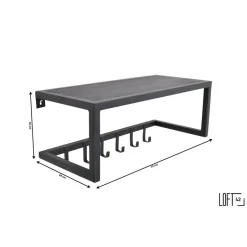 Loft24 LOFT42 Woody Kapstok Zwart - Hoedenplank - Zwart Mangohout - Metaal New