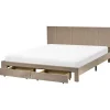 Leen Bakker LONZAC - Bed met opbergruimte - Taupe - 180 x 200 cm - Fluweel Sale