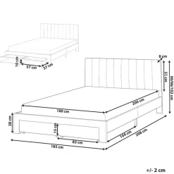 Leen Bakker LONZAC - Bed met opbergruimte - Taupe - 180 x 200 cm - Fluweel Sale