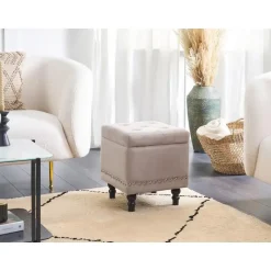 Beliani LORETTO - Poef - Beige - 37 cm - Fluweel Best