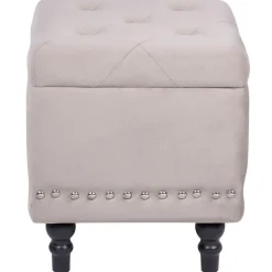 Beliani LORETTO - Poef - Beige - 37 cm - Fluweel Best