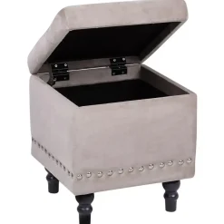 Beliani LORETTO - Poef - Beige - 37 cm - Fluweel Best