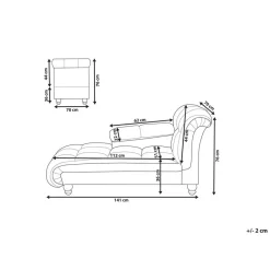 Beliani LORMONT - Chaise longue - Grijs - Rechterzijde - Fluweel Hot