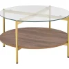 Leen Bakker LOVELL - Salontafel - Donkerbruin/Goud - Hout Sale
