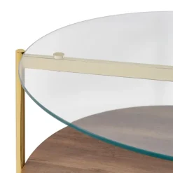 Leen Bakker LOVELL - Salontafel - Donkerbruin/Goud - Hout Sale