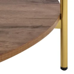 Leen Bakker LOVELL - Salontafel - Donkerbruin/Goud - Hout Sale