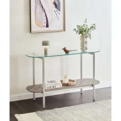 Leen Bakker LOVELL - Sidetable - Lichtbruin/Zilver - Hout Sale