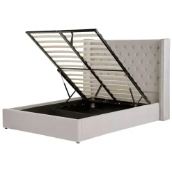 Beliani LUBBON - Bed met opbergruimte - Lichtgrijs - 140 x 200 cm - Fluweel New