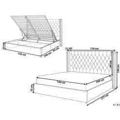 Beliani LUBBON - Bed met opbergruimte - Lichtgrijs - 140 x 200 cm - Fluweel New
