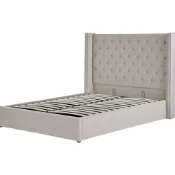 Beliani LUBBON - Bed met opbergruimte - Lichtgrijs - 140 x 200 cm - Fluweel New