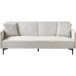 Beliani LUCAN - Slaapbank 3-zits - Lichtbeige - Polyester Online