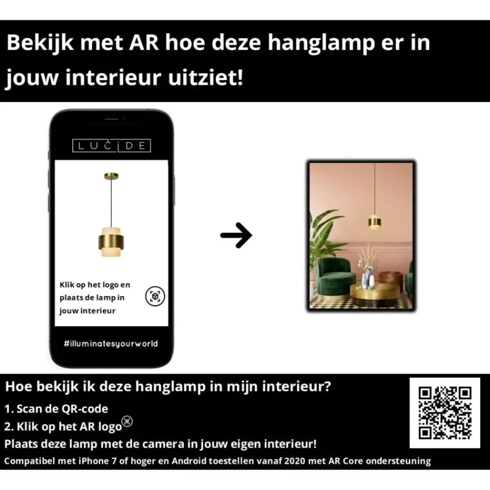 Lucide FIRMIN Hanglamp - Mat Goud / Messing Hot